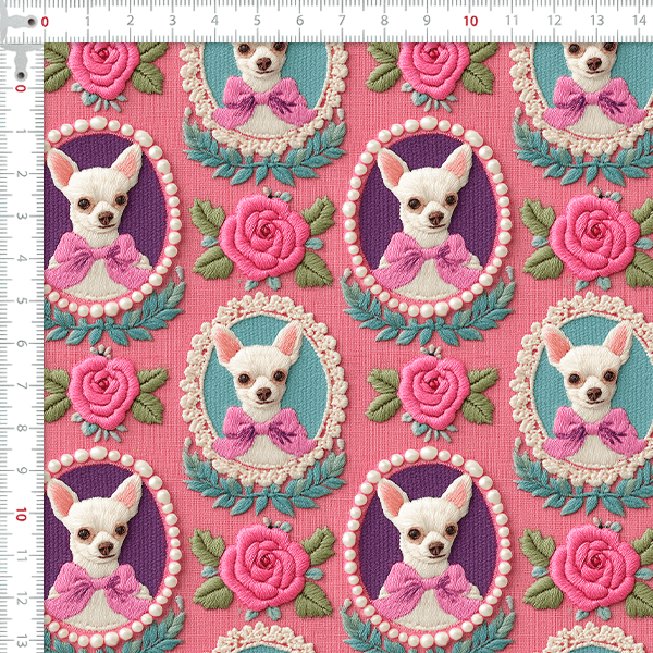 Tecido Tricoline Digital Pet Dog Floral 9100E15899