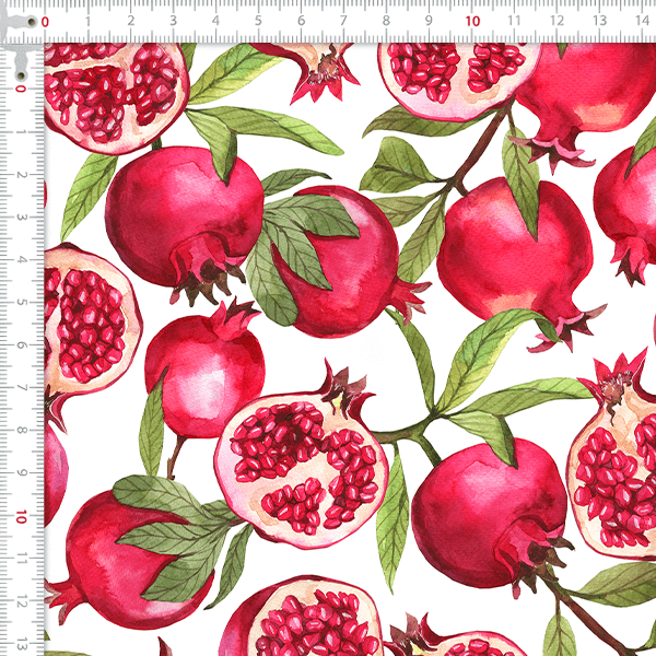 Tecido Tricoline Digital Romã Frutas Vermelhas 9100E16163