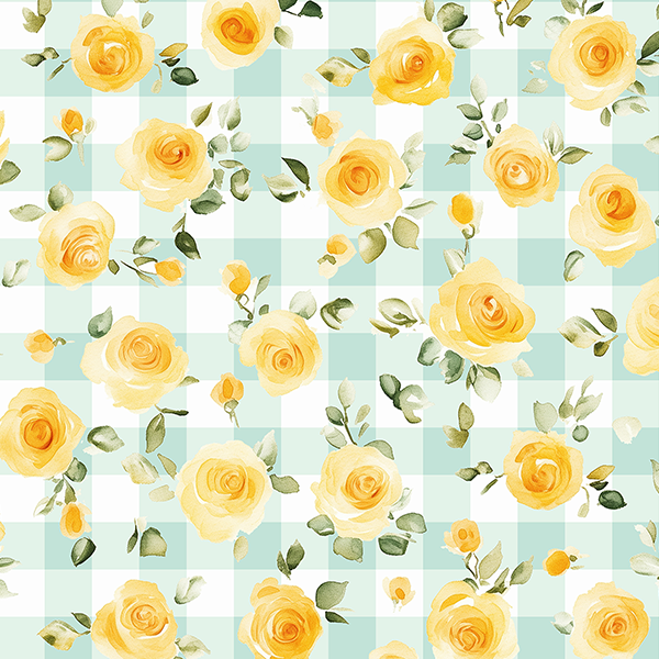 Tecido Tricoline Digital Rosas Amarelas Xadrez 9100e16456