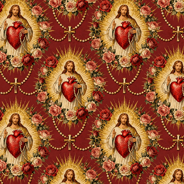 Tecido Tricoline Digital Sagrado Coração de Jesus 9000e215