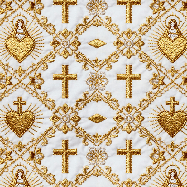 Tecido Tricoline Digital Sagrado Coração de Maria 9000e216