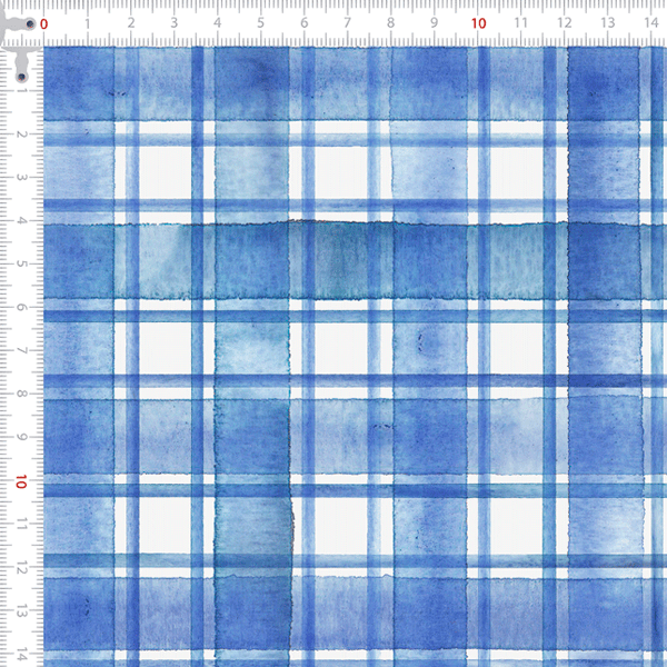 Tecido Tricoline Digital Xadrez Listra Azul Aquarela 9100e8500