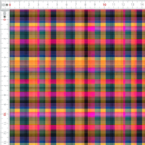 Tecido Tricoline Digital Xadrez Multicolor 9100E15892