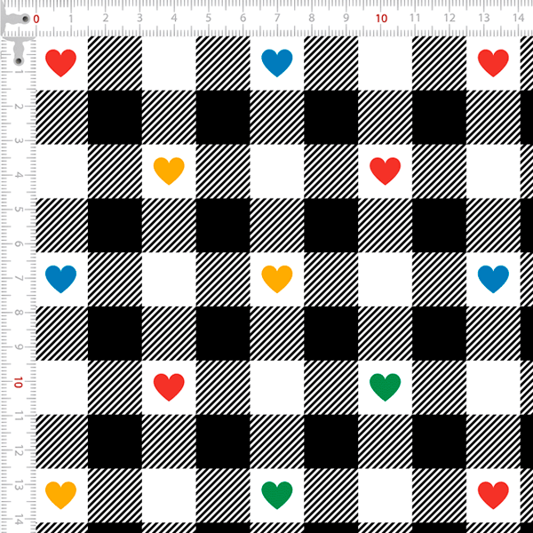 Coleção de papéis DIGITAIS - Xadrez e Corações Brancos - Cores Suaves