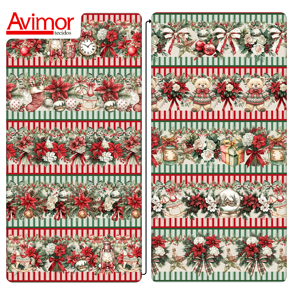 Tecido Tricoline Estampado Barrado Digital Natal Clássico 9101E14983