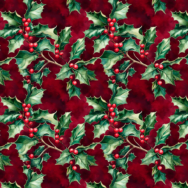 Tecido Tricoline Estampado Digital Azevinho Natalino 9101E14967
