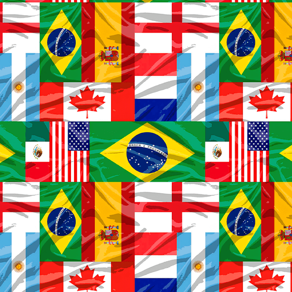 Tecido Tricoline Digital Bandeiras Internacionais Copa do Mundo A2362