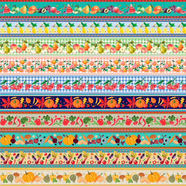 Tecido Tricoline Estampado Digital Barrado Frutas (0,55 x 1,50 mts) 9100e4136