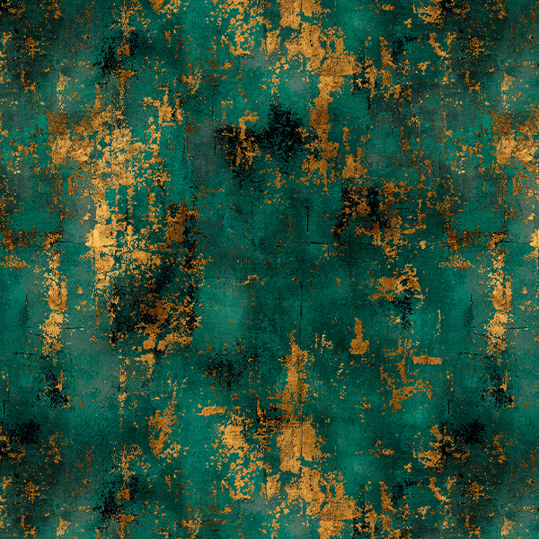Tecido Tricoline Estampado Digital Batik Verde e Dourado 9101E14974