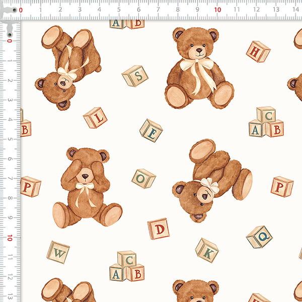 Tecido Tricoline Estampado Digital Brincadeira de Urso 9100E16073