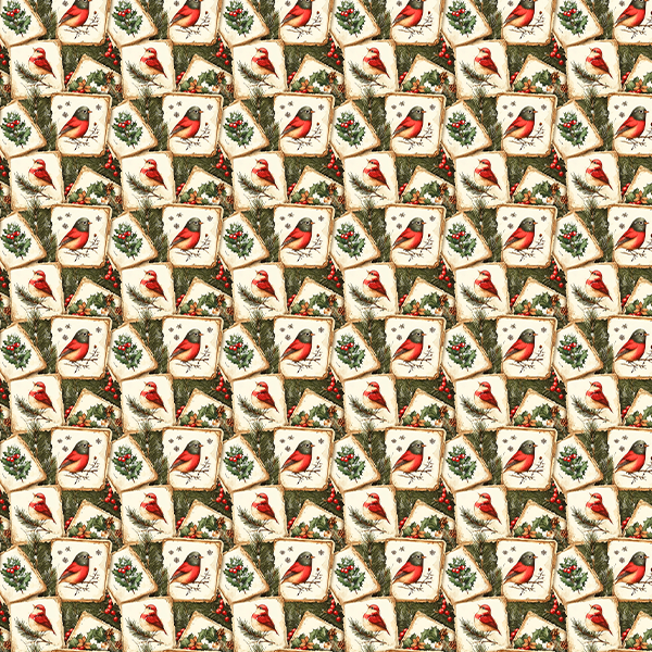 Tecido Tricoline Estampado Digital Cardeais Vintage 9101E14955