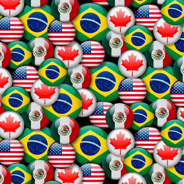 Tecido Tricoline Digital Circulos de Nações Copa do Mundo A2358