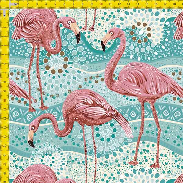 Tecido Tricoline Estampado Digital Flamingos 9100e977