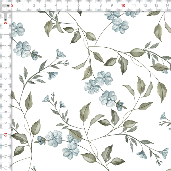 Tecido Tricoline Estampado Digital Floral Cinza Miúdo e Ramos 9100E16089