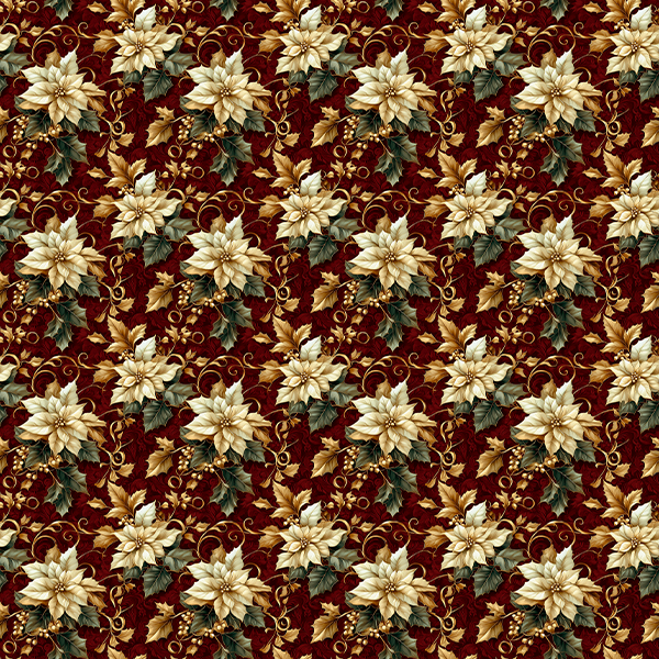 Tecido Tricoline Estampado Digital Floral Natal de Luxo 9101E14946