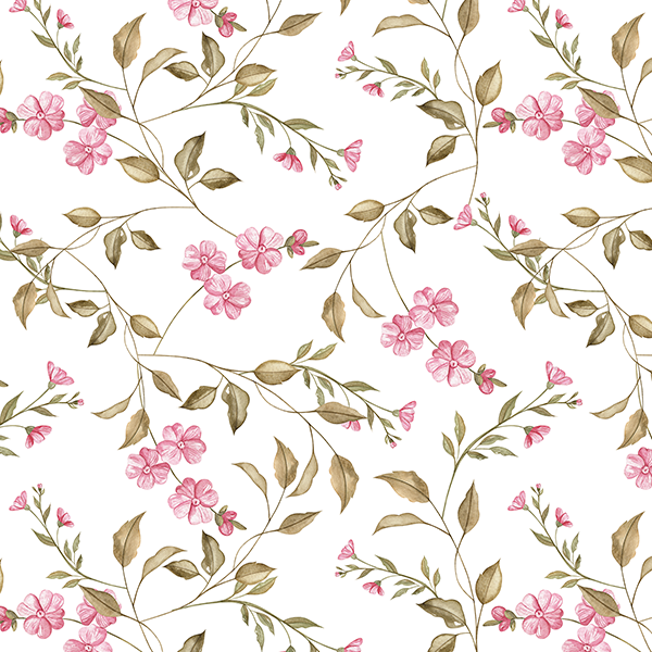 Tecido Tricoline Estampado Digital Floral Rosa Miúdo e Ramos 9100E16065