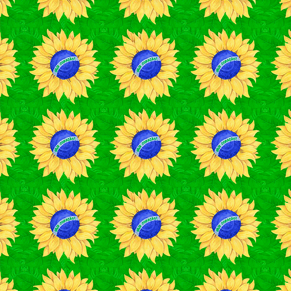 Tecido Tricoline Digital Girassol Brasileiro Copa do Mundo A2339