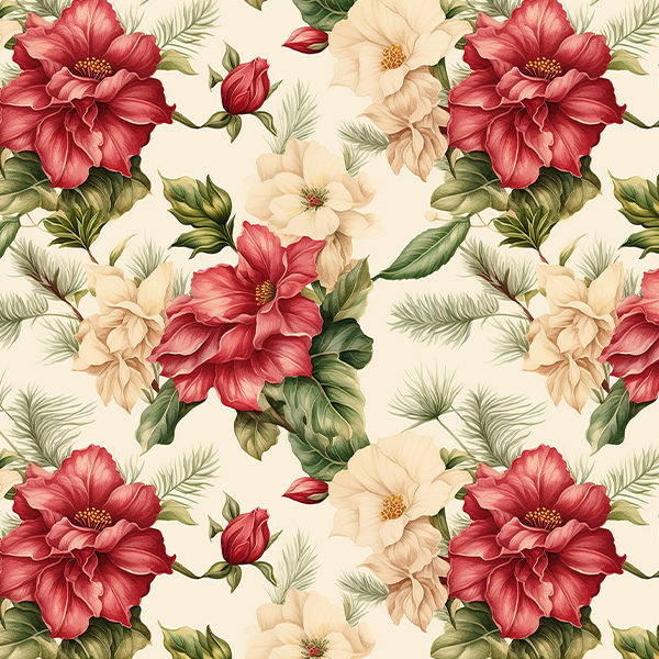 Tecido Tricoline Estampado Digital Jardim de Natal 9101E14947