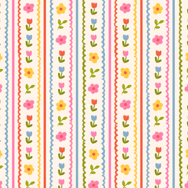Tecido Tricoline Estampado Digital Listras Floridas 9100E16740