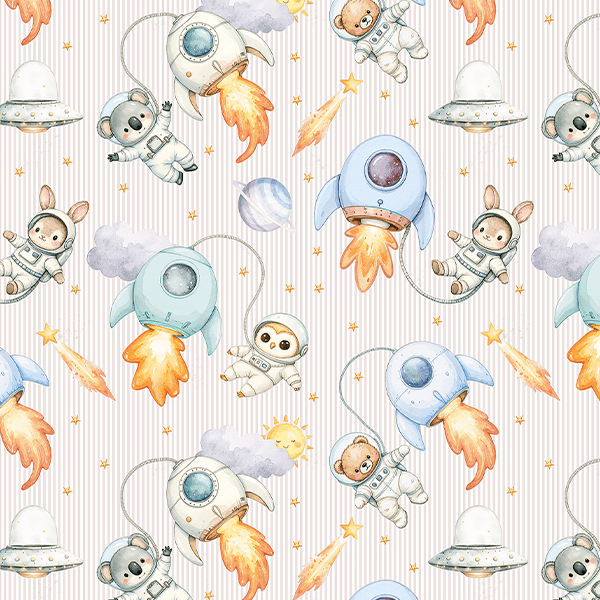 Tecido Tricoline Estampado Digital Pequenos Astronautas 9100E16607