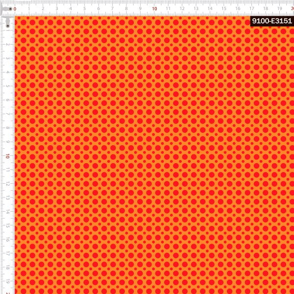 Tecido Tricoline Estampado Digital Poá Laranja 9100e3151