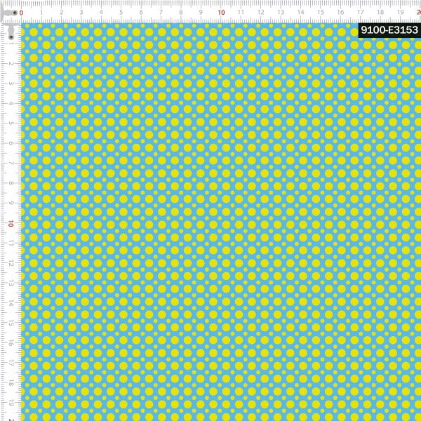 Tecido Tricoline Estampado Digital Poá Amarelo e Azul 9100e3153