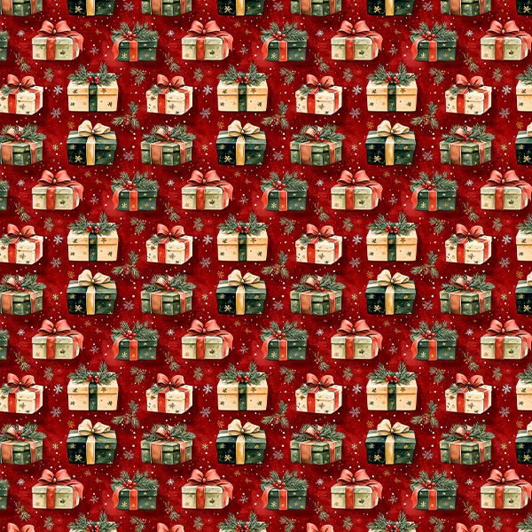 Tecido Tricoline Estampado Digital Presentes de Natal Vermelho 9101E14953