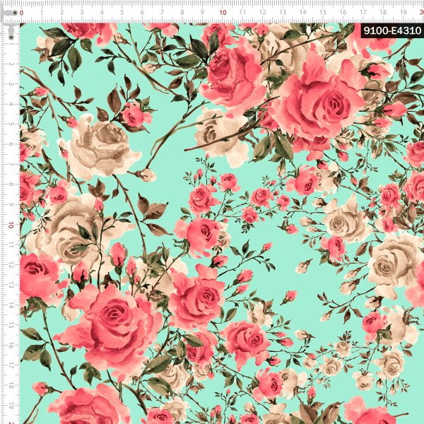 Tecido Tricoline Estampado Digital Rosas Tenras 9100e4310