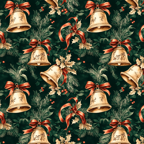 Tecido Tricoline Estampado Digital Sinos Dourados de Natal 9101E14972