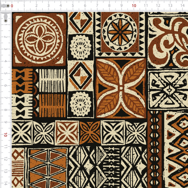 Tecido Tricoline Estampado Digital Tribal Havaiano 9100E11786