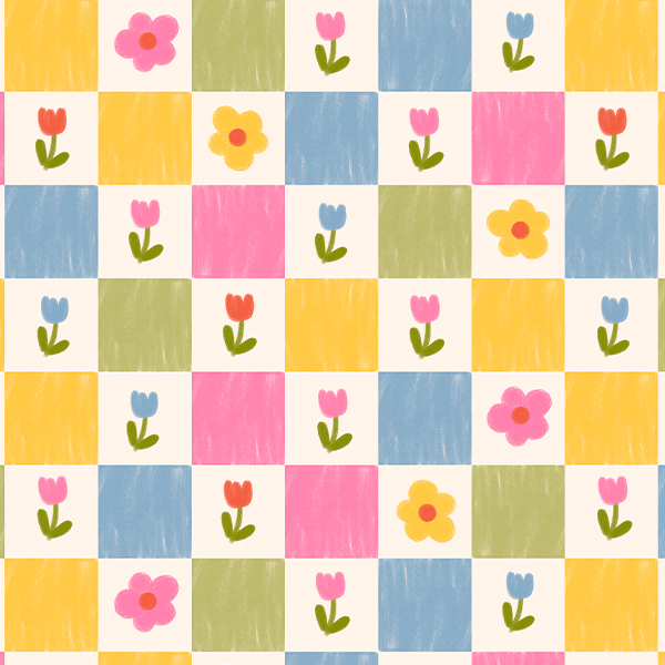 Tecido Tricoline Estampado Digital Xadrez Floral Colorido 9100E16741