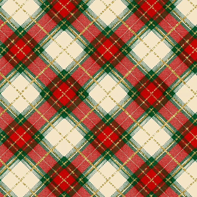 Tecido Tricoline Estampado Digital Xadrez Natalino Vermelho e Verde 9001E257