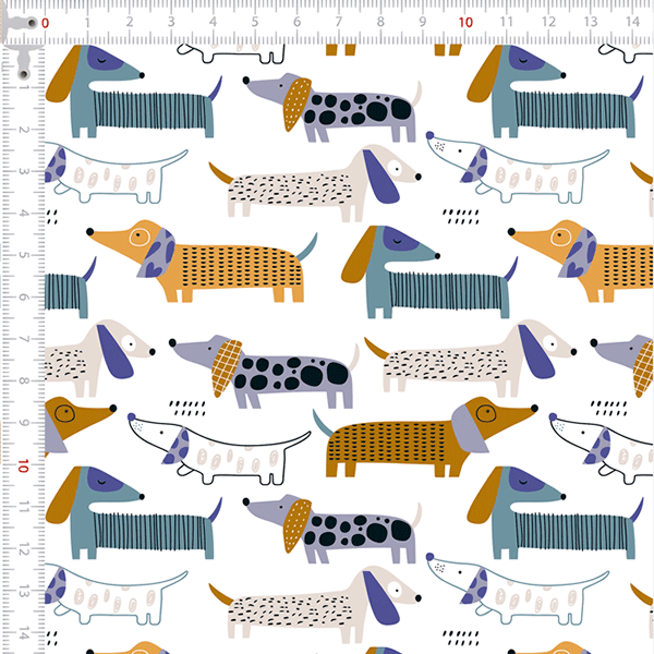 Tecido Tricoline Digital Dog Salsicha Infantil 9100e8042