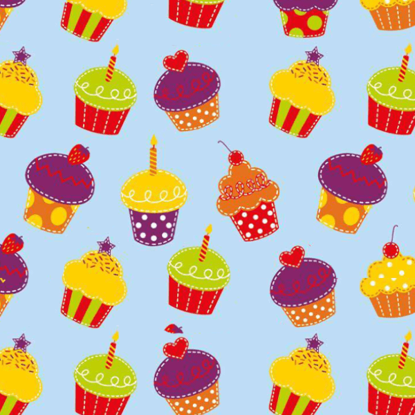 Tecido Tricoline Cupcakes Azul ES01106109