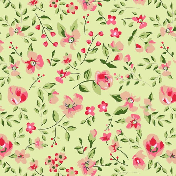 Tecido Tricoline Estampado Floral Sacramento Fundo Verde - 12229