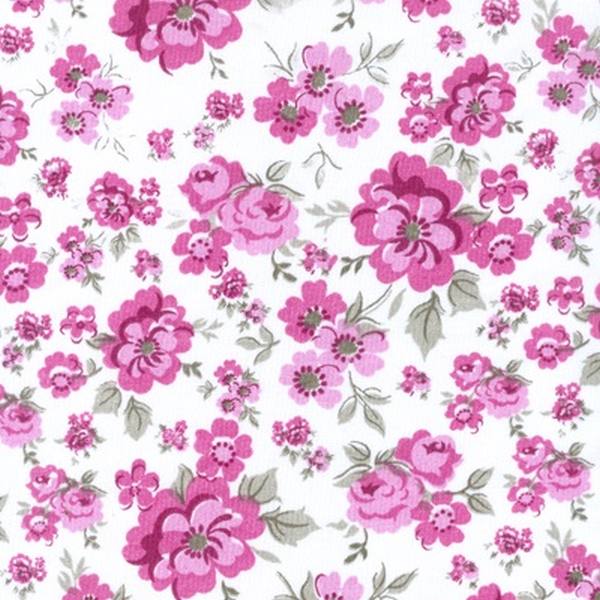 Tecido Tricoline Estampado Floral Rosa 15893