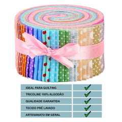 Tiras de Tecidos Tricoline Poá Micro Jelly Rolls  (6cm) TPM2412V2