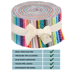 Tiras de Tecidos Tricoline Poá Mini Micro Jelly Rolls  (6cm) TPMM2412v2