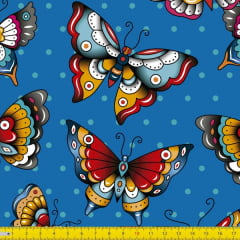 Tecido Tricoline Estampado Digital Borboletas Coloridas 9100E1032 - Cópia (1)