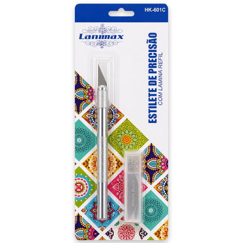 Estilete de Precisão de Aço Prata com 5 Lâminas p23537-PRATA