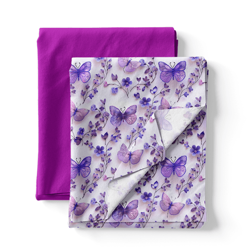 Composê Sarja Impermeável 3D Jardim das Borboletas + Sarja Lisa (0,50 x 1,50)