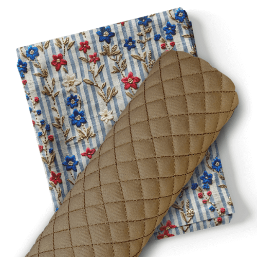 Composê Sarja Impermeável 3D Orquestra das Flores + Matelassê (0,50 x 1,50)