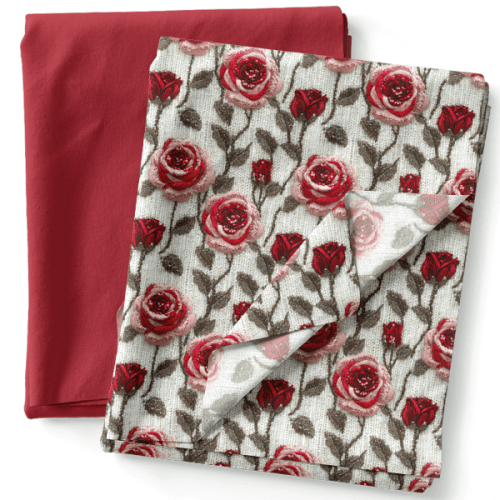 Composê Sarja Impermeável Estampada Flores em Tramas + Tricoline ou Sarja ou Matelassê (0,50 x 1,50 mts)