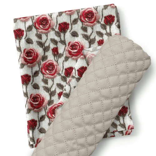 Composê Sarja Impermeável Estampada Flores em Tramas + Tricoline ou Sarja ou Matelassê (0,50 x 1,50 mts)