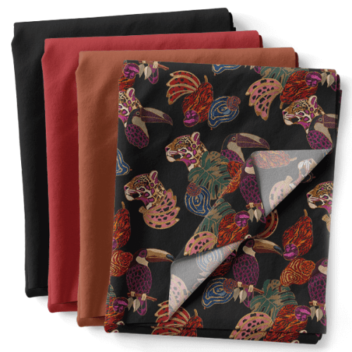 Composê Sarja Impermeável Estampada Selva Noturna + Sarja Lisa