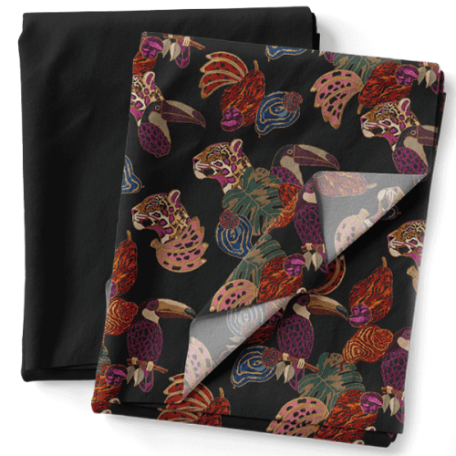 Composê Sarja Impermeável Estampada Selva Noturna + Sarja Lisa (0,50 x 1,50 mts)