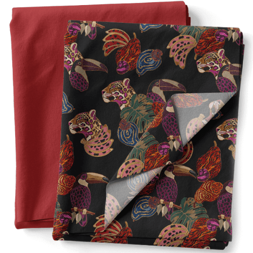 Composê Sarja Impermeável Estampada Selva Noturna + Sarja Lisa (0,50 x 1,50 mts)