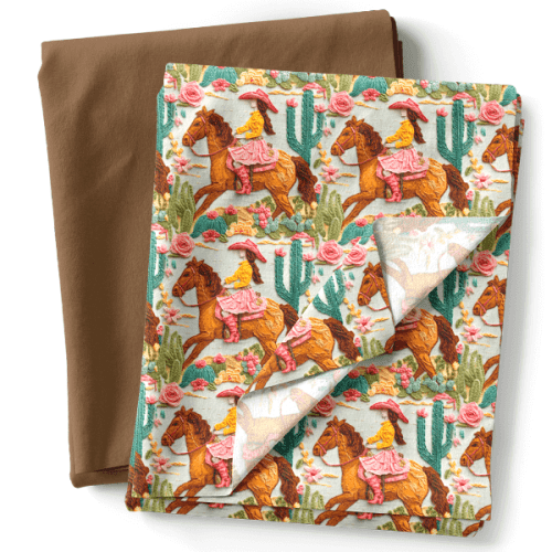 Composê Tricoline Digital Estampado Dama do Deserto + Tricoline ou Sarja Lisa (0,50 x 1,50)