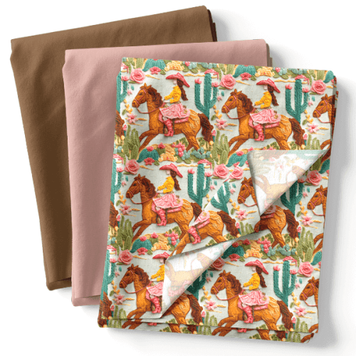 Composê Tricoline Digital Estampado Dama do Deserto + Tricoline ou Sarja Lisa (0,50 x 1,50)