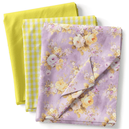 Composê Tricoline Digital Estampado Flores Delicadas + Tricoline Liso ou Xadrez (0,50 x 1,50)